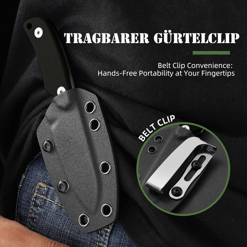 Omesio Compact Neck Knife With Clip, 5.82" With Sheath and Necklace, D2 Steel 2.99-Inch Blade, Full Tang G10 Handle, Fixed Blade for EDC, Hiking, Camping - Image 4